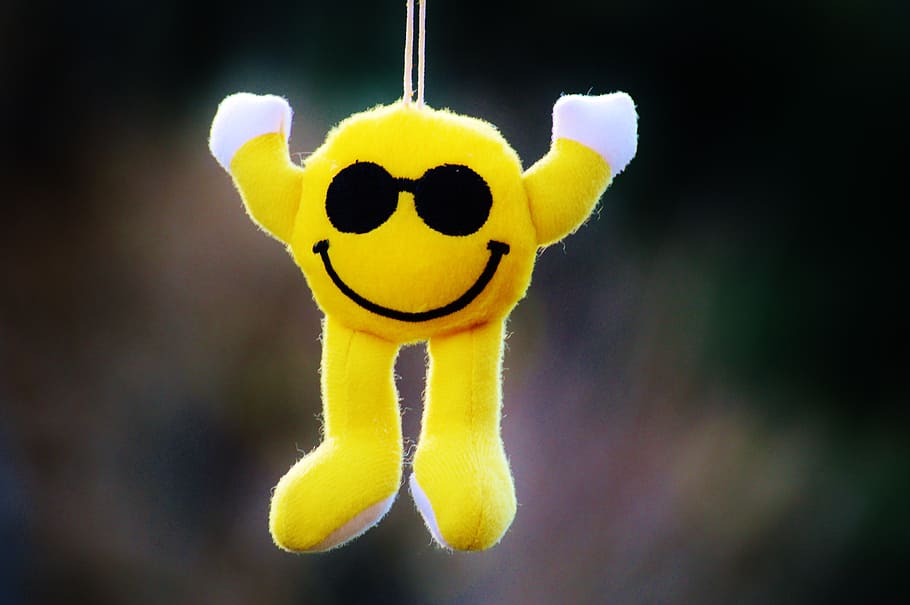 selective focus photography of hanging emoji plush toy, smiley HD wallpaper