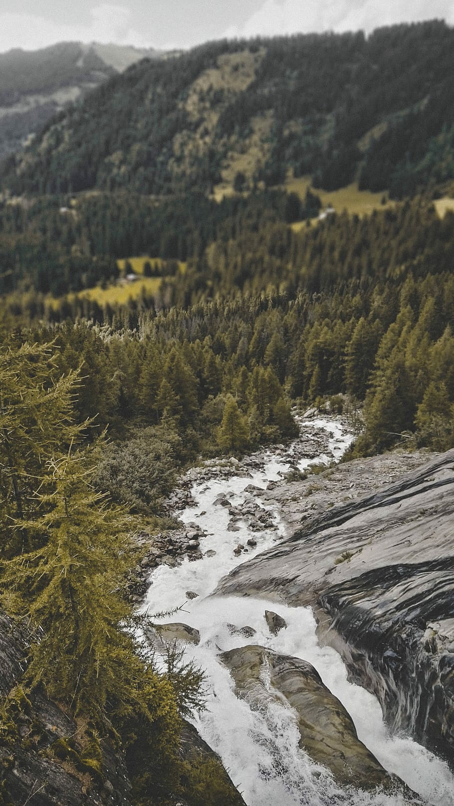 Waterfall, waterfalls view from top, mountain, tree, landscape HD wallpaper