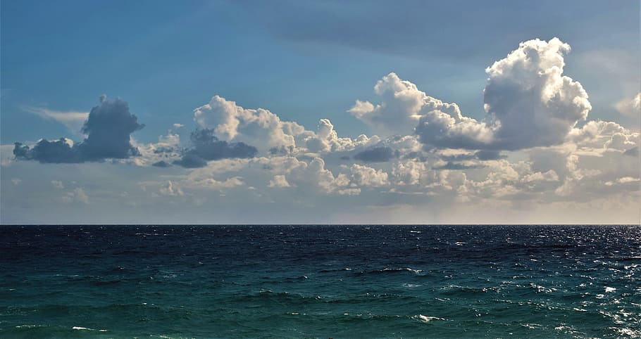 ocean under gray clouds, seascape, waves, sky, nature, beach HD wallpaper