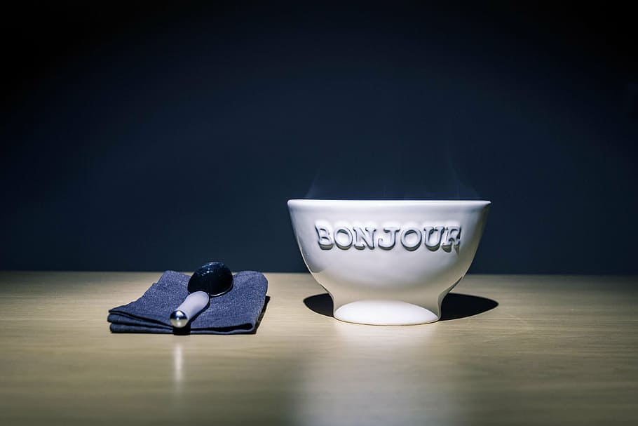 bowl, hot, spoon, table, table napkin, indoors, sport, shadow HD wallpaper