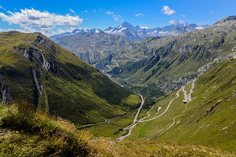 mountain cover with trees, gotthard, gotthard pass, alpine HD wallpaper