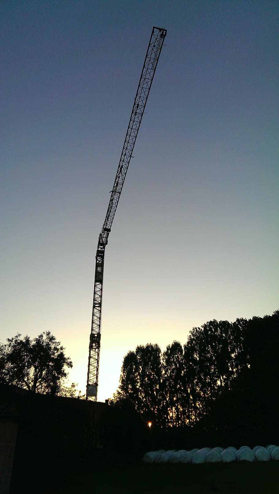 crane, night, twilight, tree, sky, nature, plant, no people HD wallpaper
