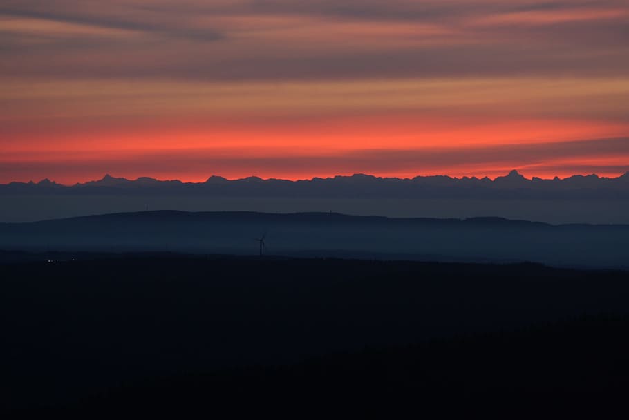 Sunrise, Mountains, Black Forest, sunset, nature, tranquil scene HD wallpaper