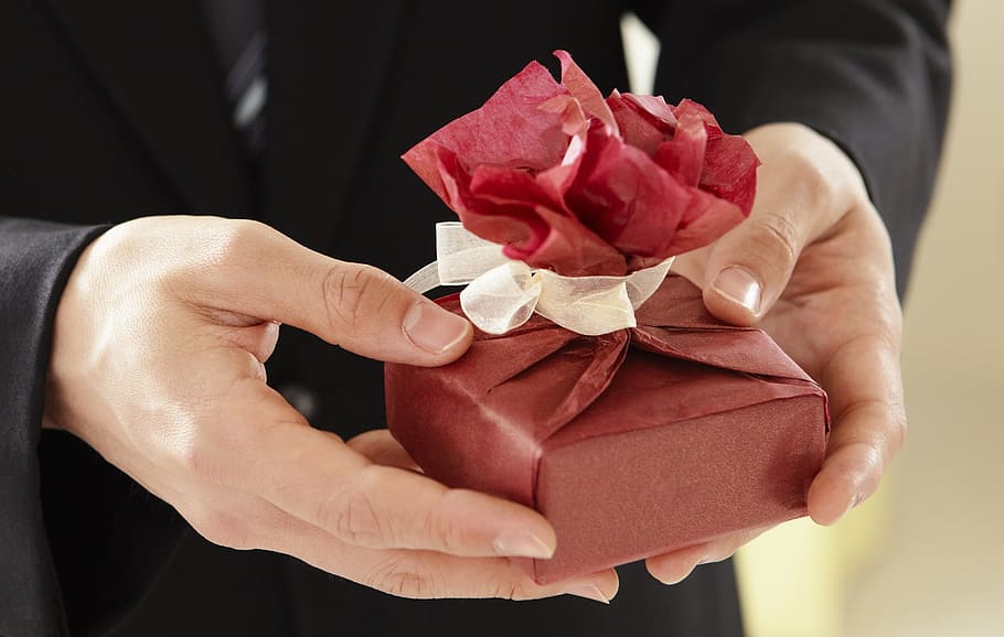 person holding gift, gifts, one person, human body part, close-up HD wallpaper
