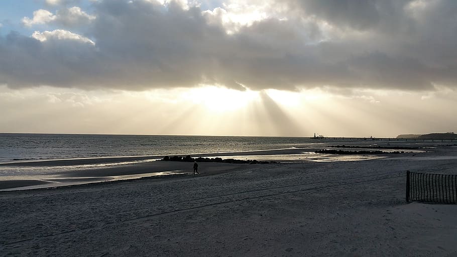 baltic sea, evening, sun, clouds, sky, water, beach, scenics - nature HD wallpaper