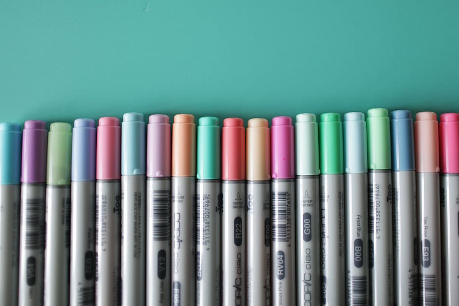art, blue, colorful, colors, art materials, bright, close-up HD wallpaper