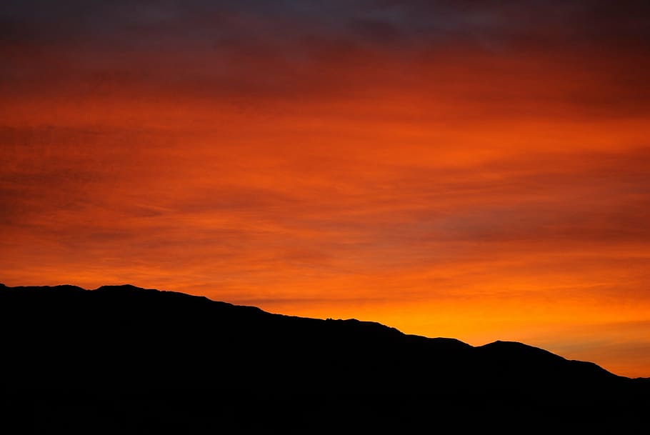 HD wallpaper: landscape, sunset, colorful, silhouette, horizon, hill ...