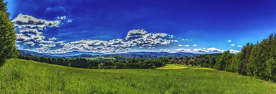 landscape, nature, clouds, cloudy, agriculture, blue, countryside HD wallpaper