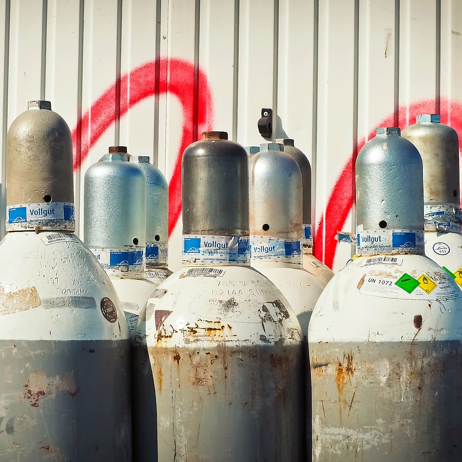 gray propane tanks, gas, gas bottle, liquefied petroleum gas, HD wallpaper
