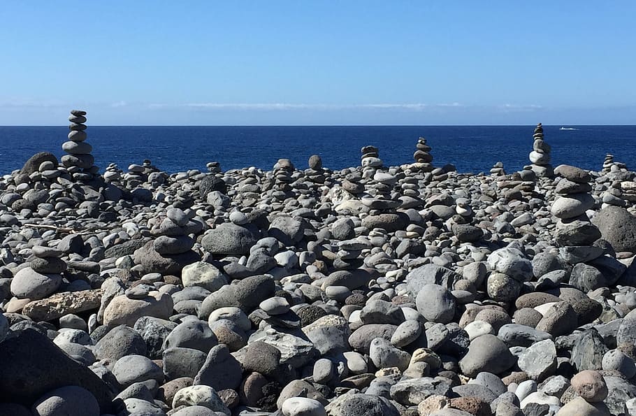 stones, beach, sea, structure, nature, vincent macbeth, water HD wallpaper