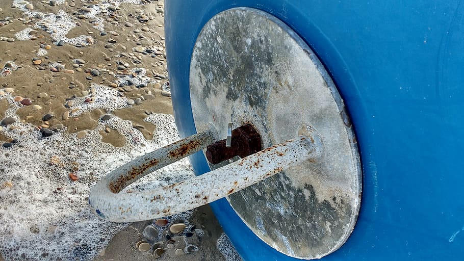 beacon, sea, beach, sand, close-up, blue, metal, no people HD wallpaper