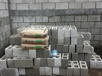 gray cinder blocks, bricks, construction, cement, concrete HD wallpaper