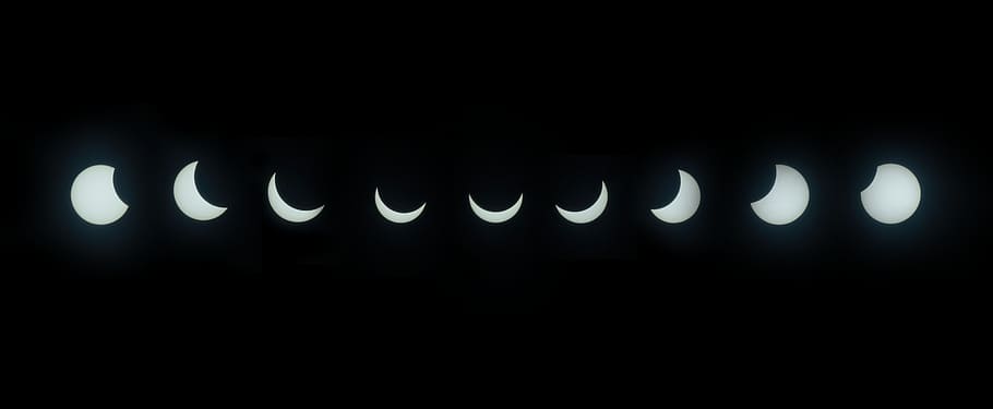 moon phase illustration, solar eclipse, sun, natural spectacle
