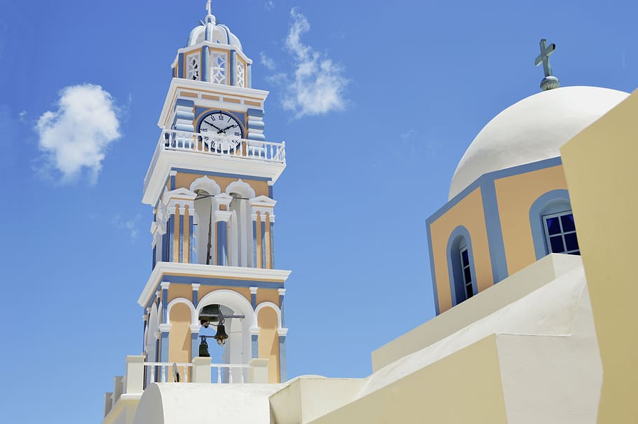 white and beige cathedral under clear blue sky, architecture HD wallpaper