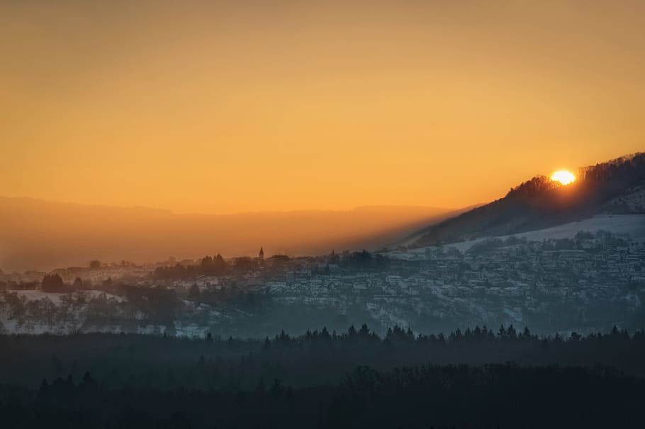 sun, winter, emergence, snow, nature, cold, wintry, back light HD wallpaper