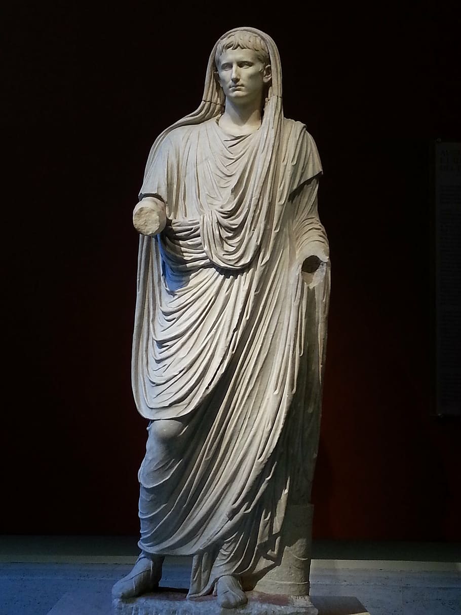man sculpture, caesar augustus, roman, archeology, museum, palazzo massimo alle terme him, HD wallpaper