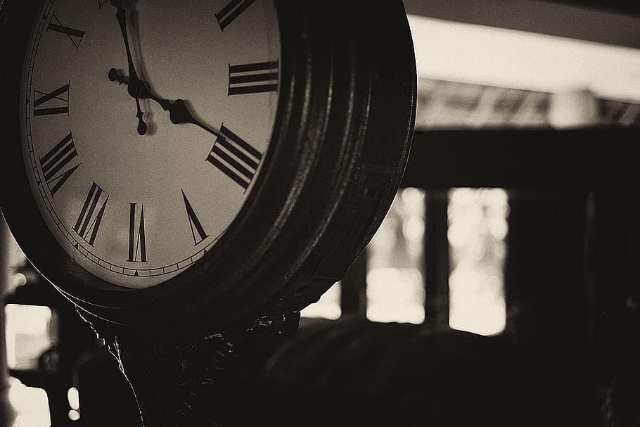 Time, Watch, Hours, Pointers, Retro, old clock, black And White HD wallpaper