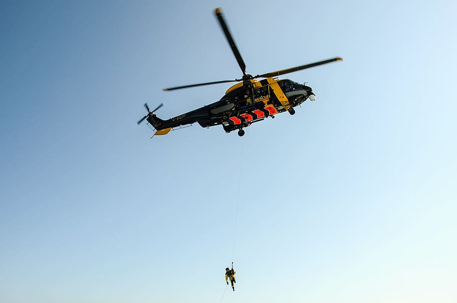 Helicopter, First, Help, rescue helicopter, flying, air Vehicle HD wallpaper
