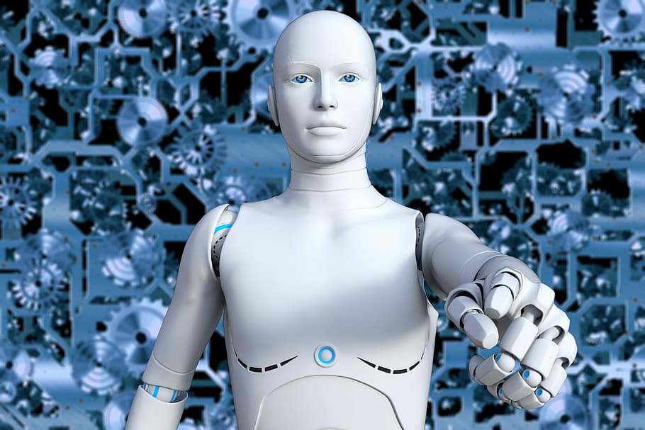 white robot illustration, cyborg, futuristic, android, cybernetics