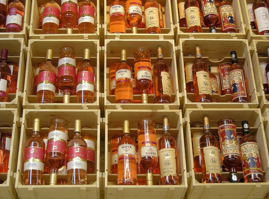 wine, bottles, drink, pink, white wine, colors, alcohol, choice HD wallpaper