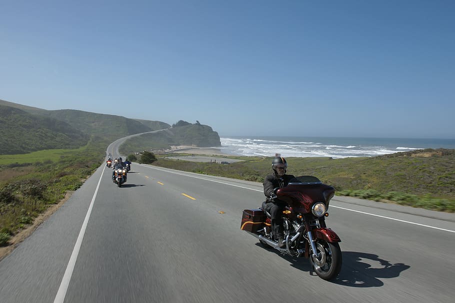 road, driving, ride, cruising, motorcycle, harley-davidson