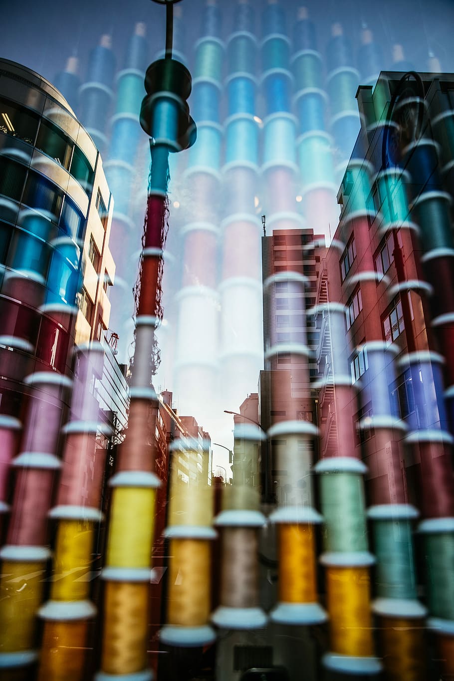 multicolored glass illustration, thread, cotton, colour, window HD wallpaper