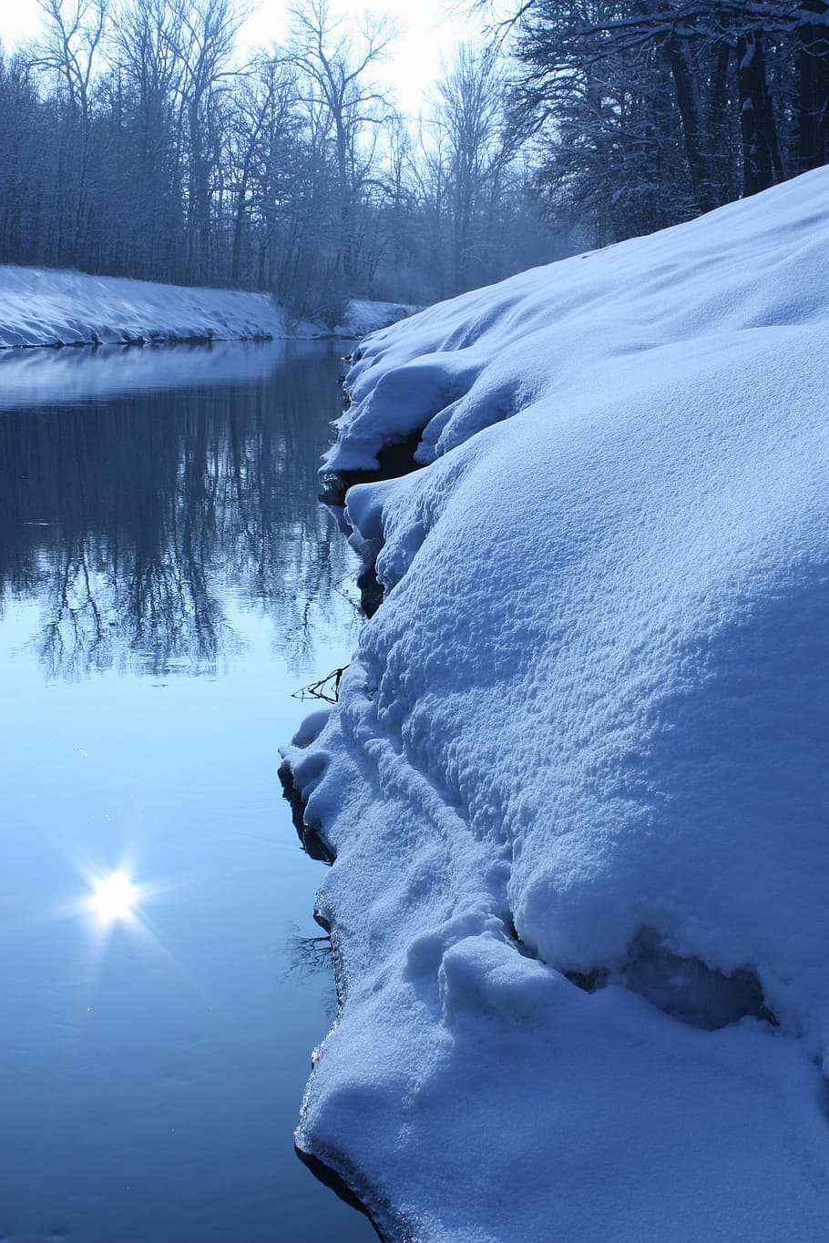 Winter, River, Snow, cold temperature, ice, nature, frozen HD wallpaper