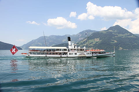 ship, steam, steamer, chimney, boot, paddle steamer, water HD wallpaper