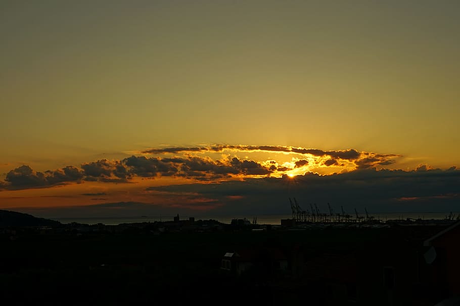 sunset, clouds, evening sky, copy space, orange color, scenics - nature HD wallpaper