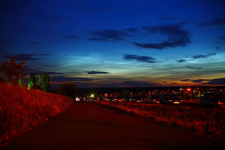 Evening, Sunset, Landscape, Sky, summer, clouds, street, warm evening HD wallpaper