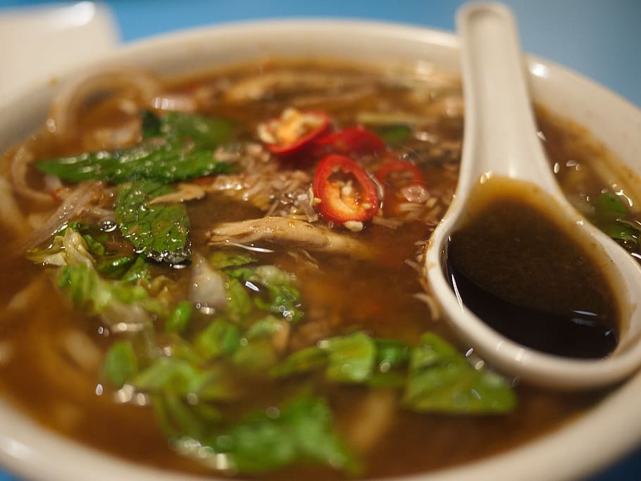 bowl of beef stew with scallions, penang, laksa, prawn paste HD wallpaper