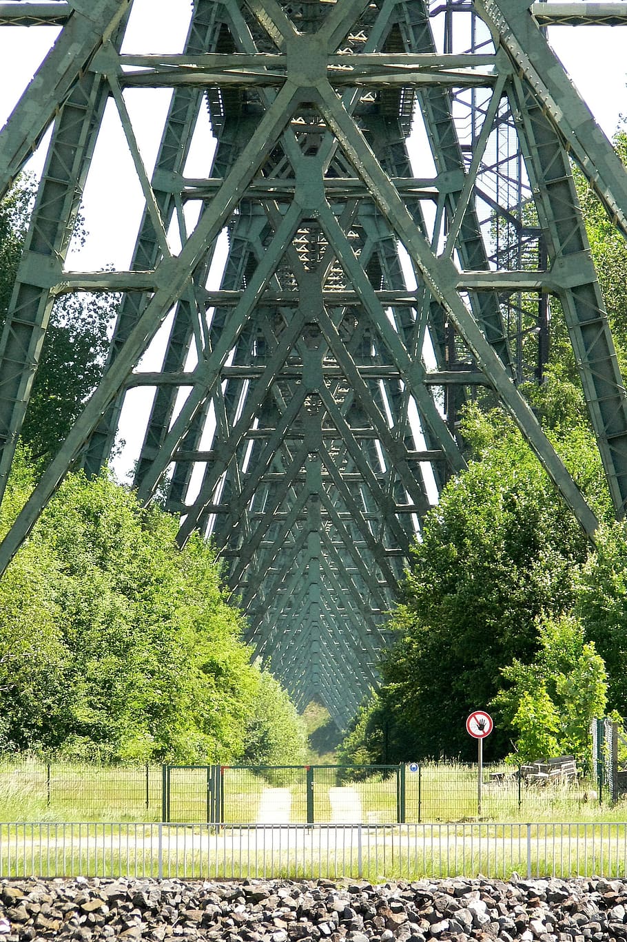 high bridge, railway bridge, north baltic canal, transfer, ramp, HD wallpaper