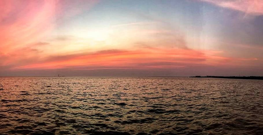 Pu, Sea, View, sunset, nature, tranquility, no people, tranquil scene HD wallpaper