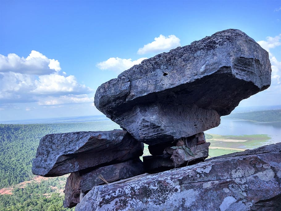 stone, mountain, rock, sky, solid, cloud - sky, rock - object HD wallpaper