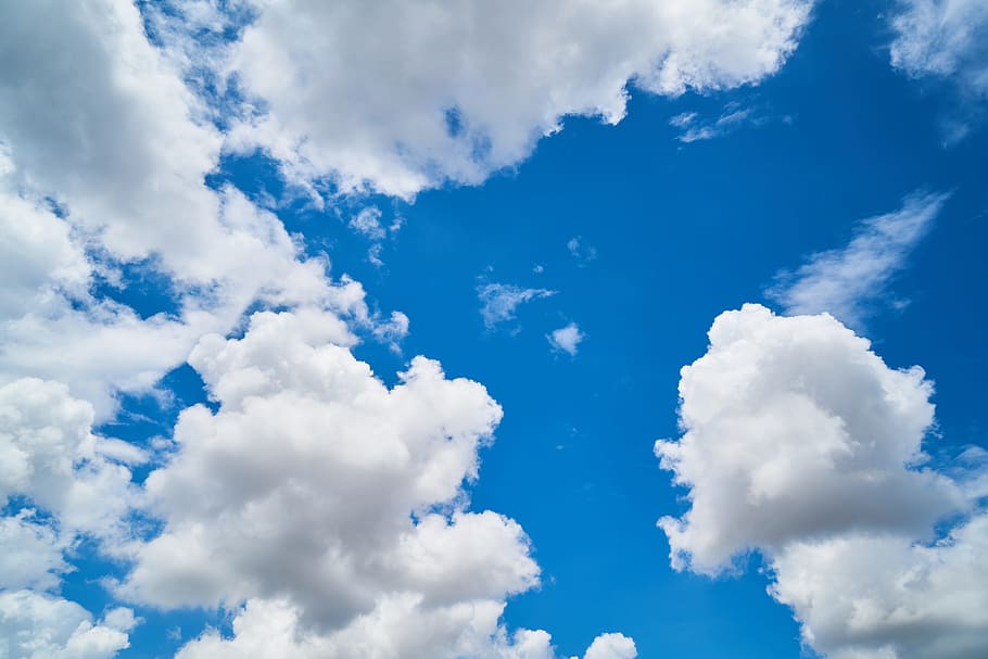 sea of clouds during daytime, blue, background, composition HD wallpaper