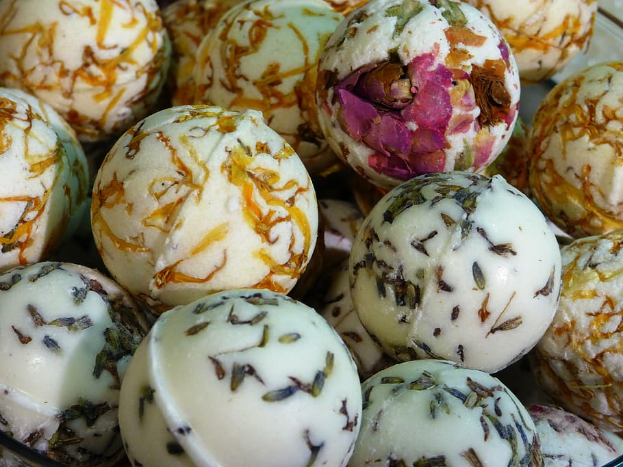 white chocolate and vanilla candies, balls, bath, cosmetics HD wallpaper