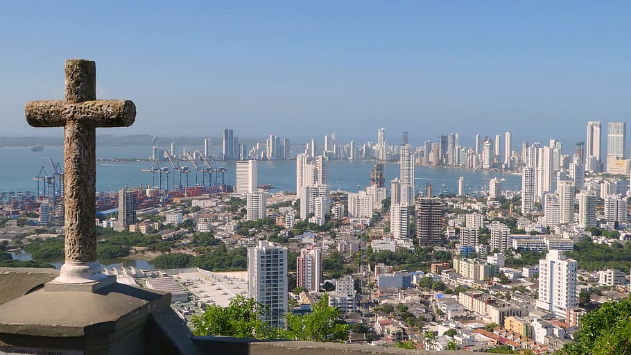 landscape photo of city buildings, caribbean, colombia, cartagena, HD wallpaper