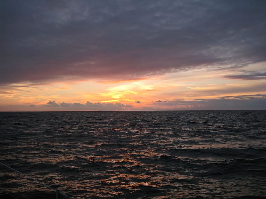 sunset, sea, sky, nature, sunrise, ocean, water, travel, horizon HD wallpaper