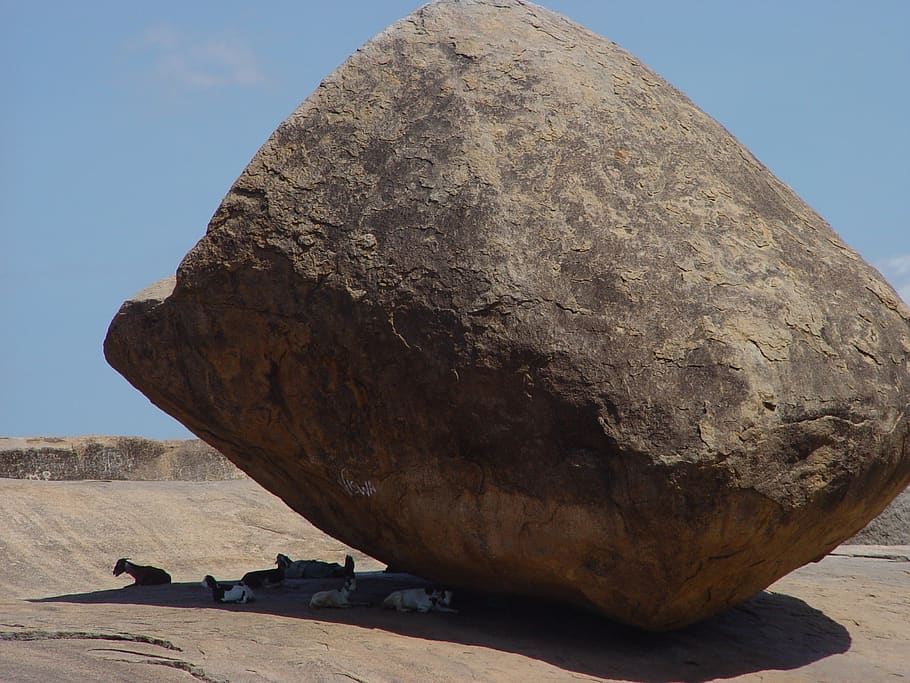 rock, krishna's butterball, boulder, india, south india, mahabalipuram