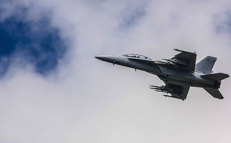 fighter jet flying under white clouds, jet on sky during daytime HD wallpaper