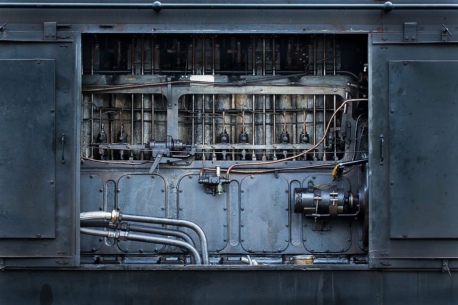 black metal interior case, machine, train, locomotive, railway HD wallpaper