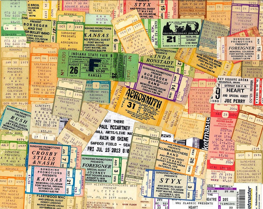 assorted-color-and-labeled ticket lot, background, concert, music, HD wallpaper