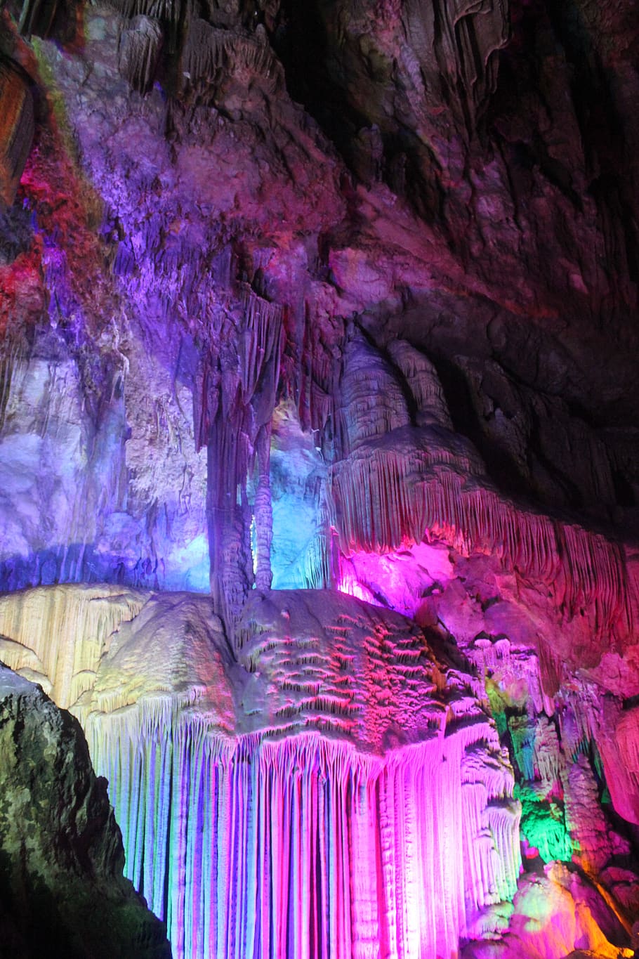 karst cave, rainbow, colors, guilin, china, geology, rock, rock formation, HD wallpaper