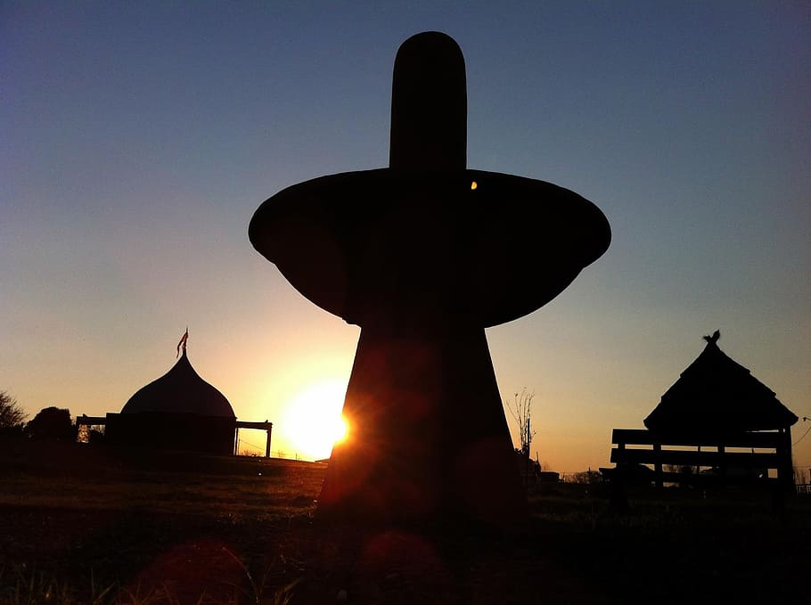 landscape, source, dome, park, sunset, sky, architecture, silhouette HD wallpaper