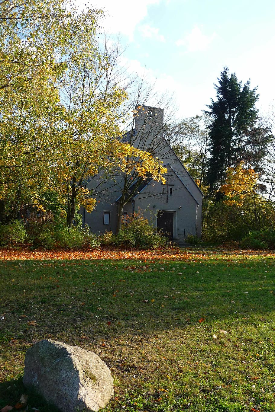 bachkirche, church, forestry, lausitz, autumn, leaves, meadow HD wallpaper
