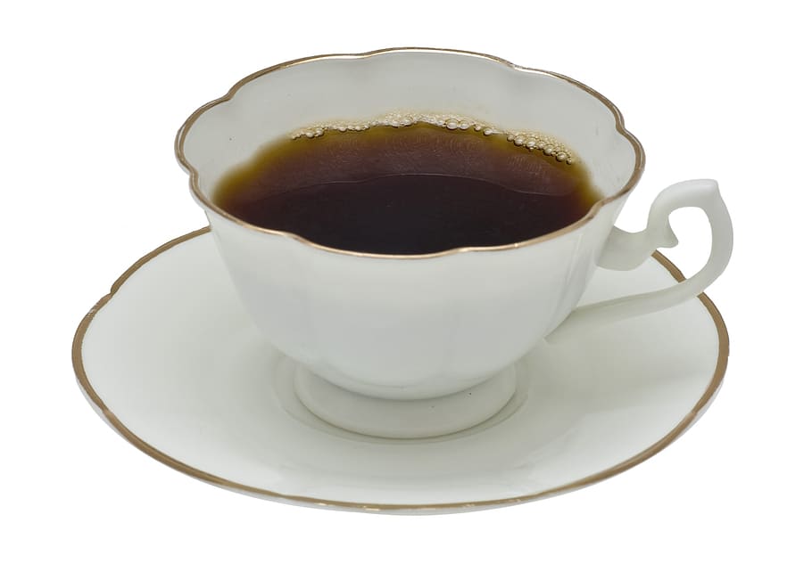 tea on white ceramic teacup and saucer, coffee, coffee cup HD wallpaper