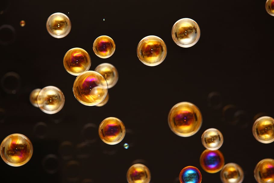 Soap Bubbles, Black, Fly, Float, Ease, blow, colorful, no people HD wallpaper