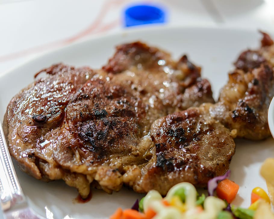 Steak, Beef, Plate, Grilled, Meat, Food, dinner, roasted, fillet, HD wallpaper