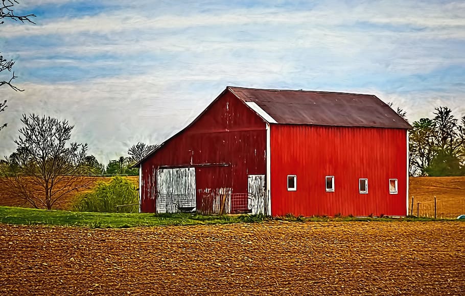 barn, rustic, barns, ohio, digital art, rural, scenic, country HD wallpaper