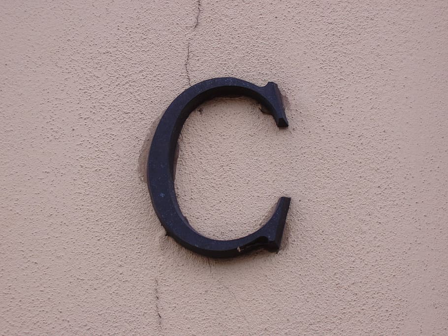 Letter, C, Iron, Wall, Crack, Detail, contrast, alphabet, no people